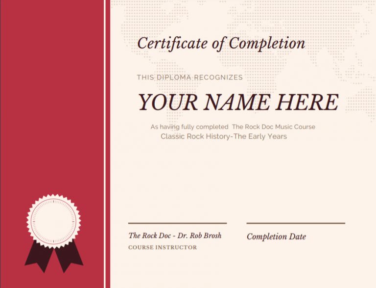 Rock Doc certificate of completion